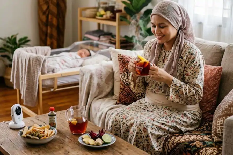 Minuman campuran buah-buahan, halia dan rosel didakwa baik sebagai amalan ibu selepas bersalin.