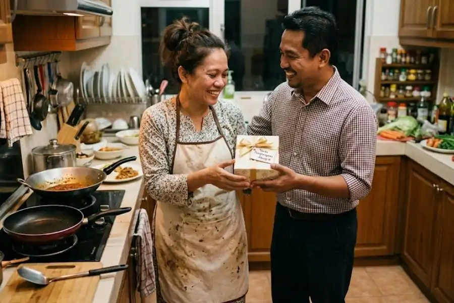Suami kepada wanita ini memberikan hadiah kepada isterinya setiap kali memasak.