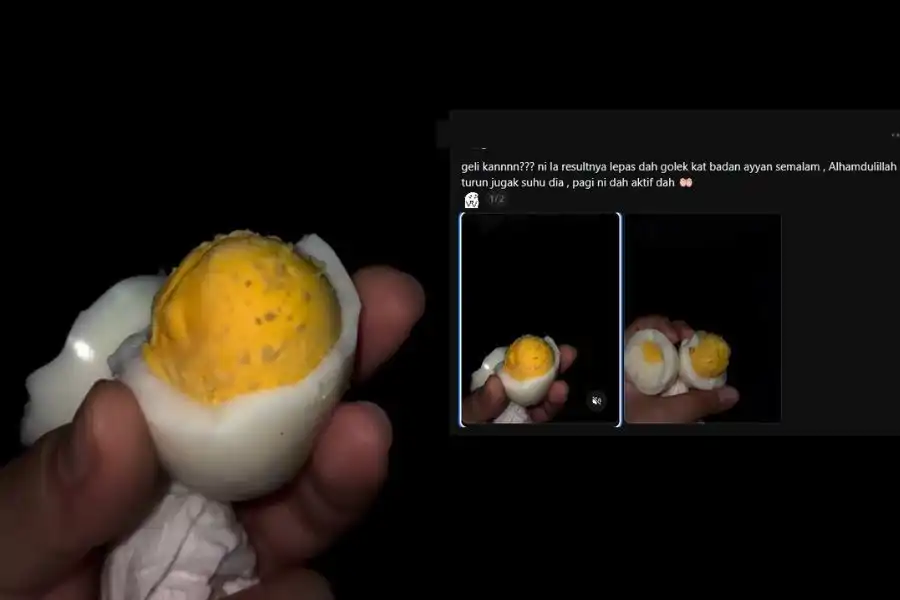 Petua telur rebus digolek pada badan anak dikongsi sebagai salah satu kaedah tradisional.