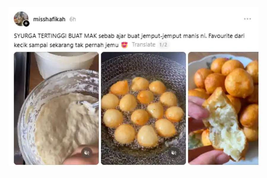 Perkongsian resipi menerusi laman Threads.