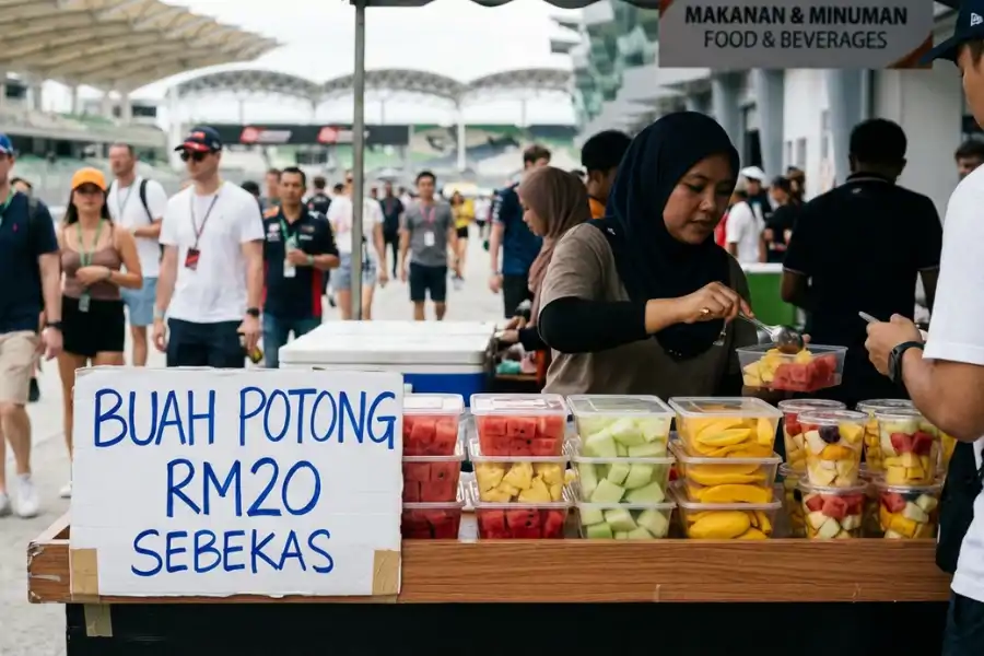 Harga buah potong pula dijual RM20.