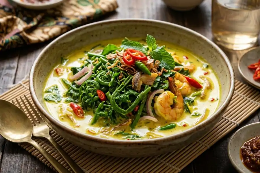 Masak lemak udang pucuk paku menjadi salah satu menu istimewa menggunakan sayur pucuk paku.