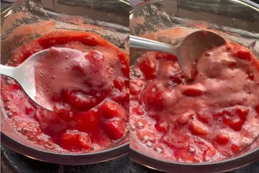 Jem strawberi sememangnya kombinasi yang sesuai untuk hidangan ini.