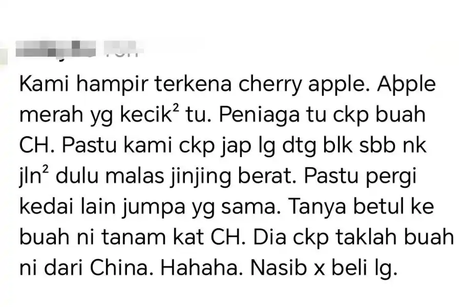 Pengalaman seorang pengguna membeli anggur dari China yang di Cameron Highlands.