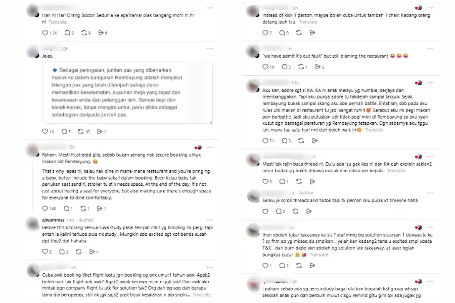 Komen netizen di laman Threads.