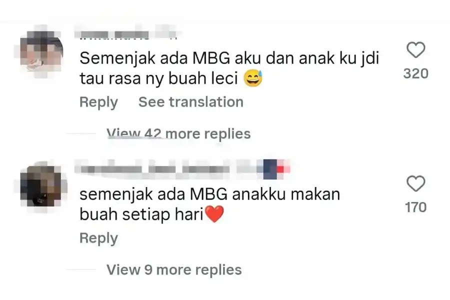 Komen netizen yang turut bersyukur melalui manfaat MBG.