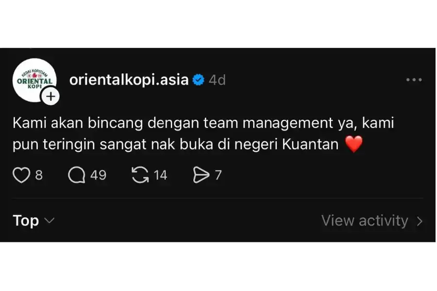 Oriental Kopi sekali lagi dikecam selepas menganggap daerah Kuantan di Pahang sebagai negeri.