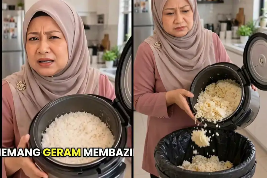 Nasi basi terpaksa dibuang walaupun membazir.