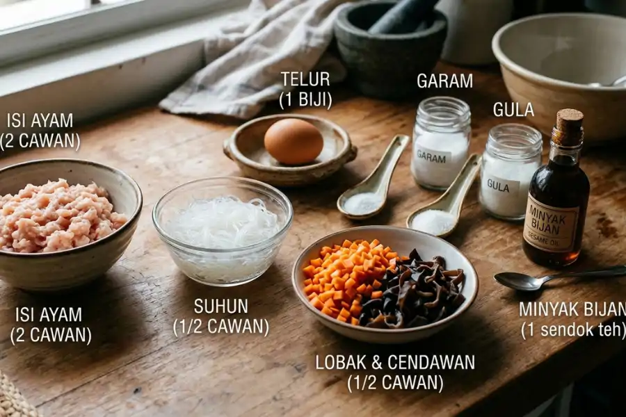 Bahan utama untuk membuat bebola ayam.