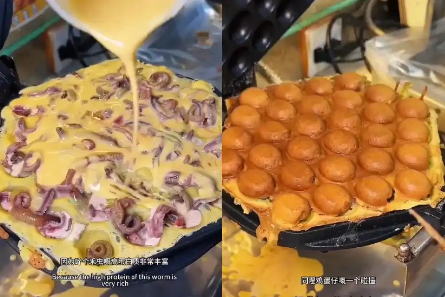 Haiwan itu yang masih bergerak-gerak ketika dimasukkan ke dalam acuan.