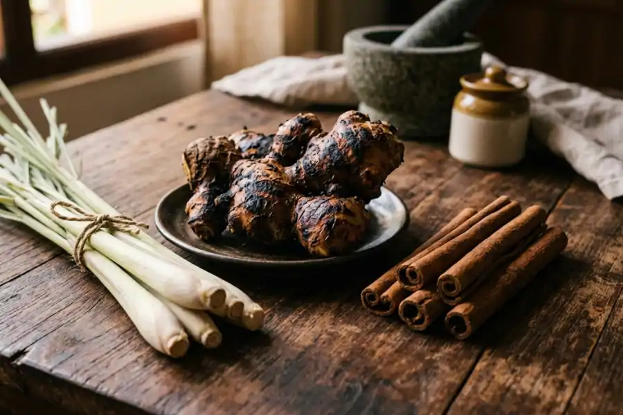 Halia bakar bukan sahaja menyerlahkan aroma, tetapi mengubah kandungan sebatian semula jadinya.