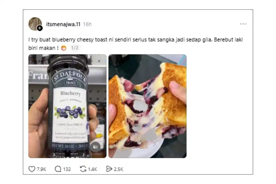 Kombinasi jem blueberry dan keju hasilkan rasa manis berlemak.