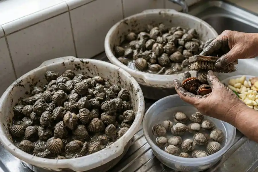 Petua mudah membersihkan kerang tanpa berus.