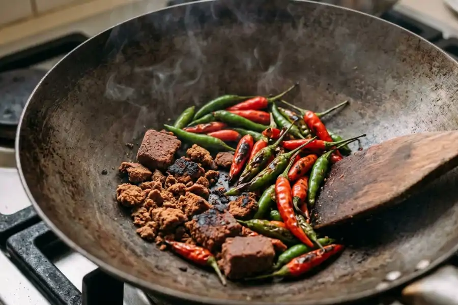 Langkah ini membantu mengurangkan kelembapan pada bahan.