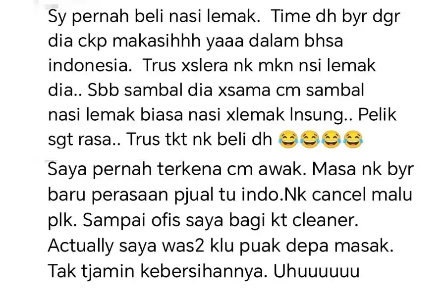 Komen netizen tentang nasi lemak 'Indonesia'.