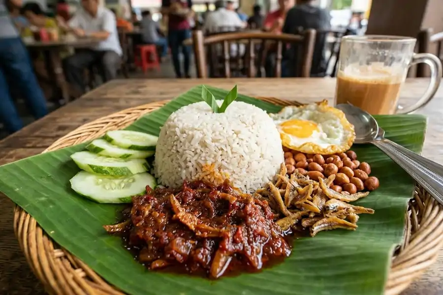 Nasi lemak Malaysia.