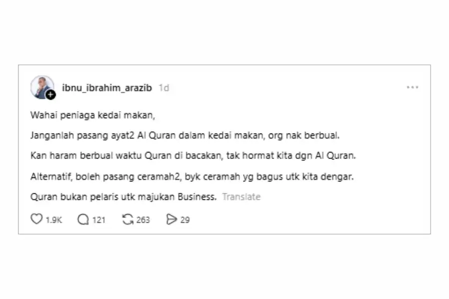 Perkongsian di laman Threads.