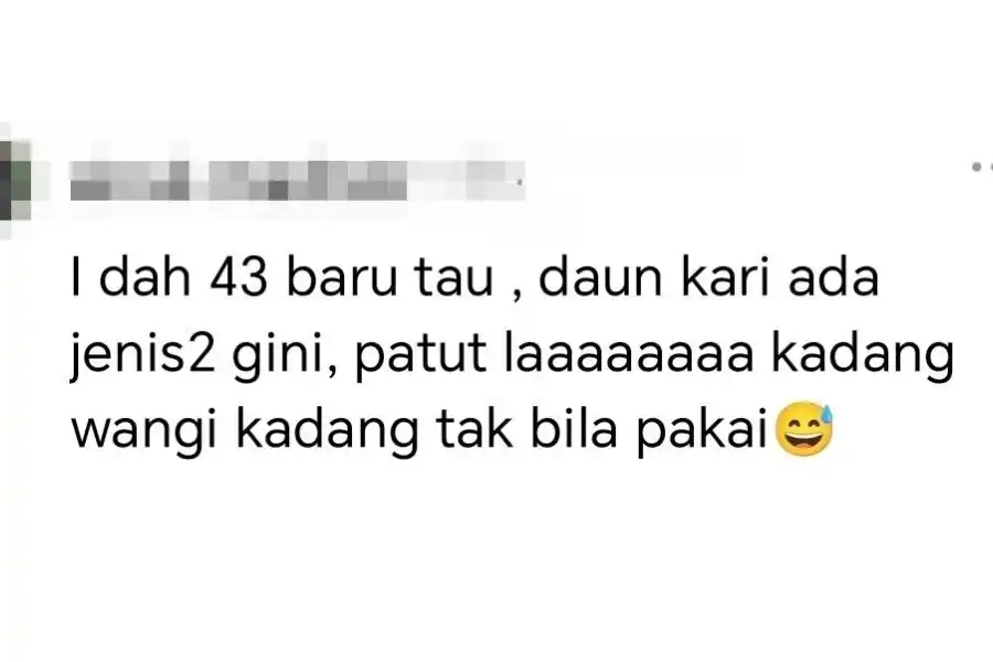 Komen netizen selepas mengetahui terdapa perbezaan daun kari.