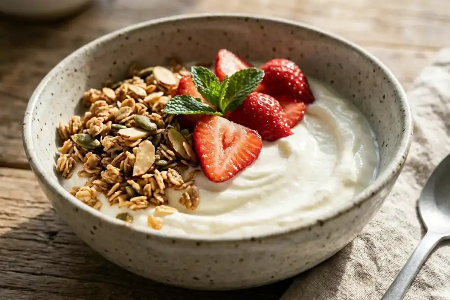 Yogurt Greek kaya dengan protein membantu memberikan rasa kenyang.