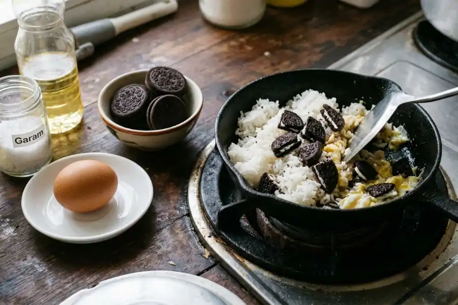 Bahan nasi goreng oreo.
