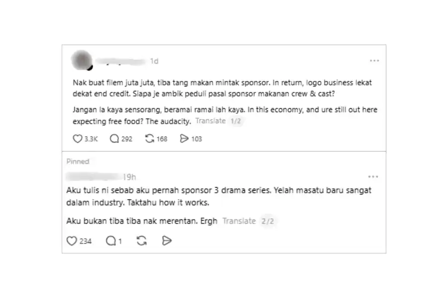 Perkongsian pengusaha tersebut di laman Threads.