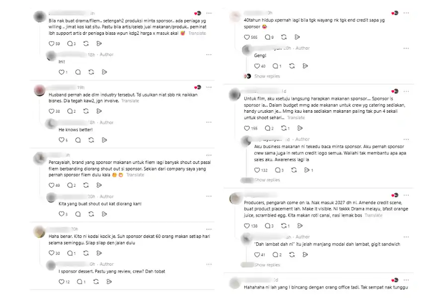 Komen netizen di laman Threads.